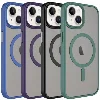 Apple iPhone 15 Plus (6.7) Kılıf Mat Arka Yüzey Wireless Şarj Özellikli Zore Flet Magsafe Kapak - Koyu Mor