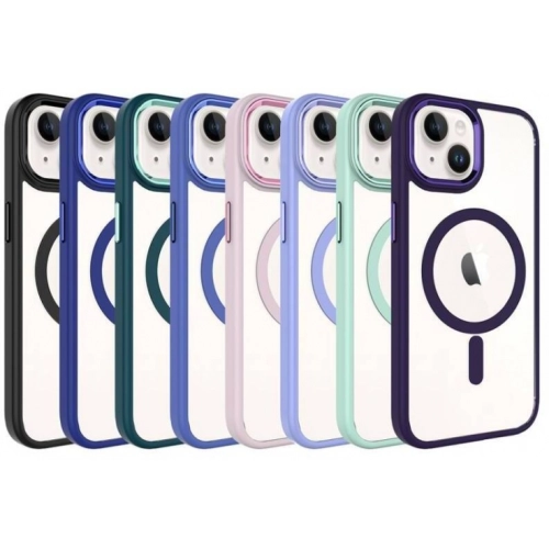 Apple iPhone 15 Plus (6.7) Kılıf Wireless Şarj Özellikli Zore Krom Magsafe Silikon Kapak - Açık Pembe