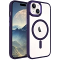 Apple iPhone 15 Plus (6.7) Kılıf Wireless Şarj Özellikli Zore Krom Magsafe Silikon Kapak - Koyu Mor