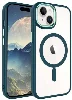 Apple iPhone 15 Plus (6.7) Kılıf Wireless Şarj Özellikli Zore Krom Magsafe Silikon Kapak - Koyu Yeşil