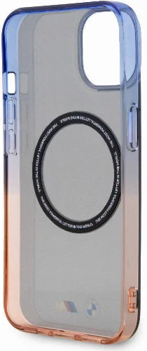 Apple iPhone 15 Plus Kılıf BMW Magsafe Şarj Özellikli Transparan Renkli Çerçeveli Orjinal Lisanslı Kapak - Gri