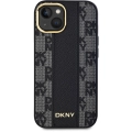 Apple iPhone 15 Plus (6.7) Kılıf DKNY Orjinal Lisanslı Magsafe Şarj Özellikli 3D Yazılı Checkered Pattern Kapak - Siyah