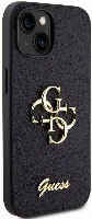 Apple iPhone 15 Plus Kılıf Guess Orjinal Lisanslı 4G Büyük Metal Logolu Glitter Kapak - Siyah
