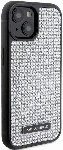 Apple iPhone 15 Plus Kılıf Karl Lagerfeld Taşlı Metal Logo Orjinal Lisanslı Kapak - Gümüş