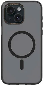 Apple iPhone 15 Plus (6.7) Kılıf Magsafe Şarj Özellikli Cam Arka Yüzey Recci Michelin Serisi Kapak - Siyah