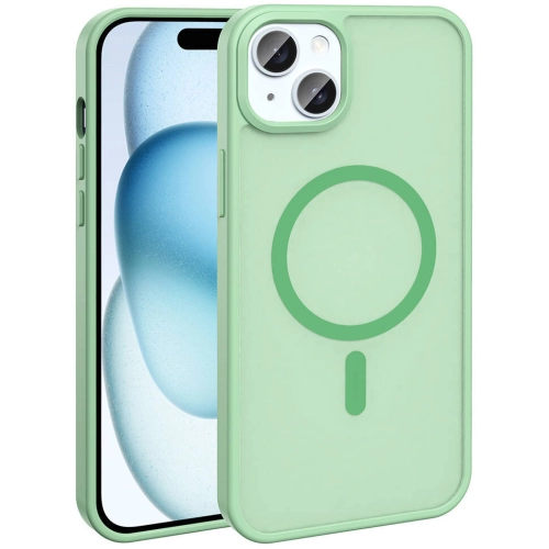 Apple iPhone 15 Plus (6.7) Kılıf Magsafe Şarj Özellikli Renkli Mat Arka Yüzey Sio Kapak - Açık Yeşil