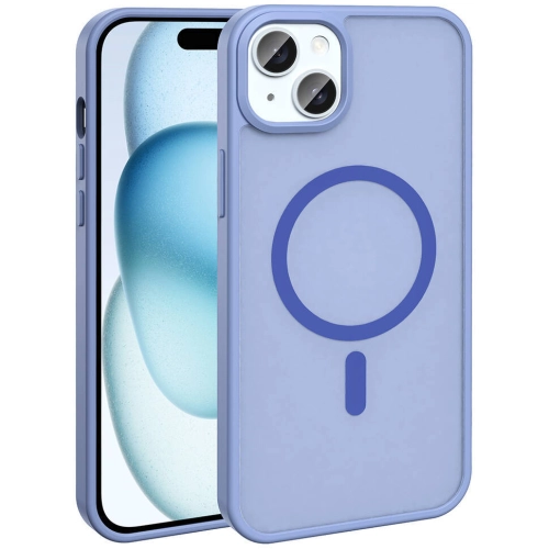 Apple iPhone 15 Plus (6.7) Kılıf Magsafe Şarj Özellikli Renkli Mat Arka Yüzey Sio Kapak - Lila