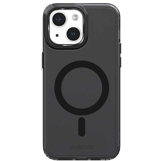 Apple iPhone 15 Plus (6.7) Kılıf Magsafe Şarj Özellikli Saydam Arka Yüzey Recci Crystal Color Serisi Kapak - Siyah