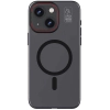 Apple iPhone 15 Plus (6.7) Kılıf Magsafe Şarj Özellikli Standlı Metal Kamera Çerçeveli Mat Recci Glaze Serisi Kapak - Siyah