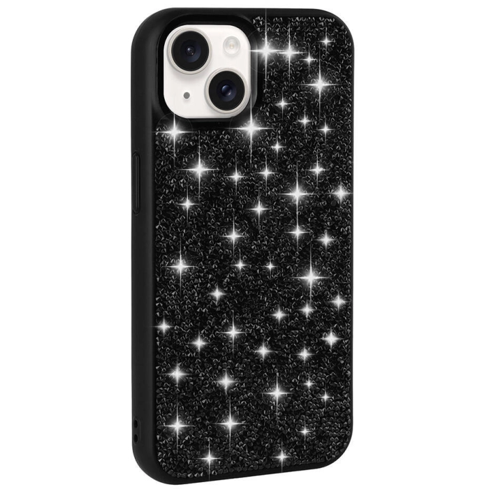 Apple iPhone 15 Plus Kılıf Parlak Taşlı Tasarım Zore Pırlanta Kapak - Siyah