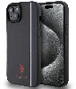 Apple iPhone 15 Plus Kılıf U.S. Polo Assn. Orjinal Lisanslı Üç Renk Şerit Tasarımlı Baskı Logolu Kapak - Siyah