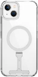 Apple iPhone 15 Plus Kılıf Wiwu FYY-014 Magsafe Şarj Özellikli Alüminyum Alaşım Metal Standlı Şeffaf Kapak - Şeffaf