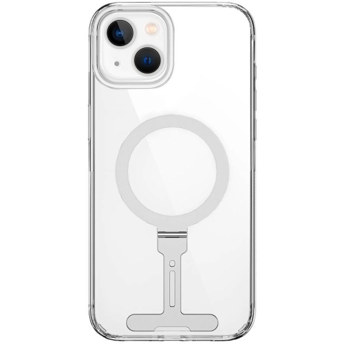 Apple iPhone 15 Plus Kılıf Wiwu FYY-014 Magsafe Şarj Özellikli Alüminyum Alaşım Metal Standlı Şeffaf Kapak - Şeffaf