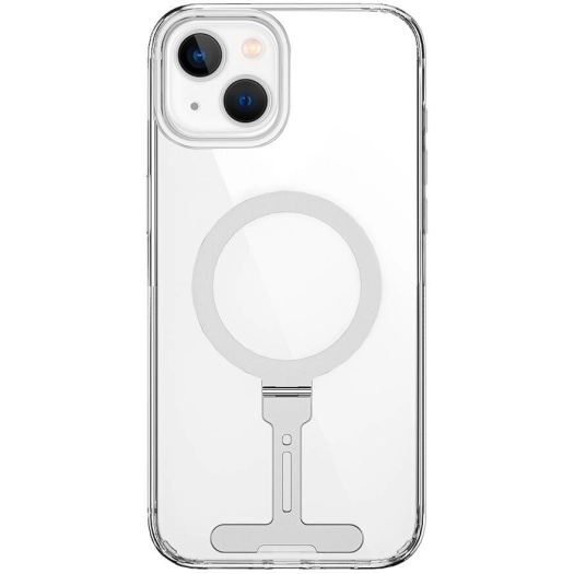 Apple iPhone 15 Plus Kılıf Wiwu FYY-014 Magsafe Şarj Özellikli Alüminyum Alaşım Metal Standlı Şeffaf Kapak - Şeffaf