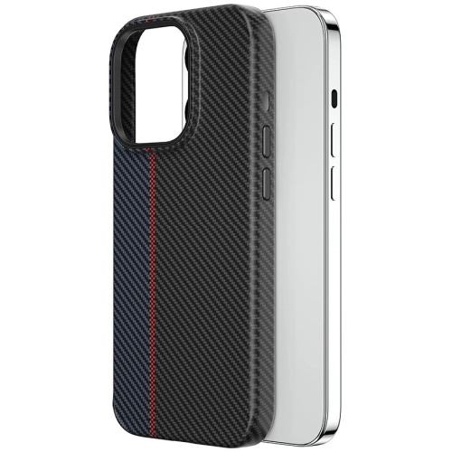 Apple iPhone 15 Plus Kılıf Wiwu LCC-107 Karbon Fiber Magsafe Şarj Özellikli Kamera Korumalı Kabon Kapak - Siyah-Mavi