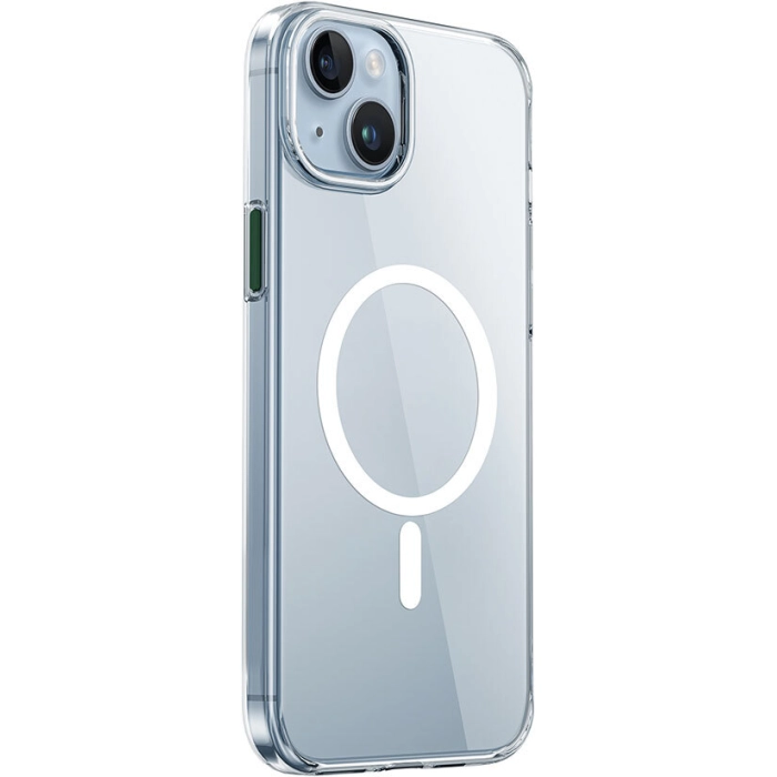 Apple iPhone 15 Plus Kılıf Wiwu ZYS-013 Magsafe Şarj Özellikli Renkli Kamera Çerçeveli Şeffaf Jelly Kapak - Beyaz