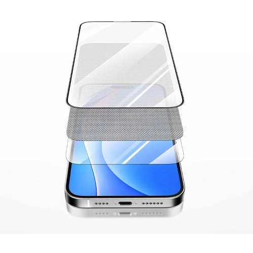 Apple iPhone 15 Plus Recci RSP-A03SD 3D HD Full Transparan Temperli Cam Ekran Koruyucu - Siyah