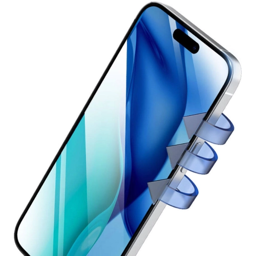 Apple iPhone 15 Plus Recci RSP-A22HD Full Transparan Temperli Cam Ekran Koruyucu - Siyah