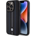 Apple iPhone 15 Pro (6.1) Kılıf BMW Deri Görünümlü Blue Lines Orijinal Lisanslı Kapak - Siyah