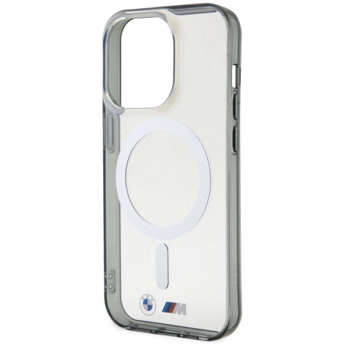 Apple iPhone 15 Pro (6.1) Kılıf BMW Magsafe Şarj Özellikli Transparan Silver Ring Orjinal Lisanslı Kapak - Şeffaf