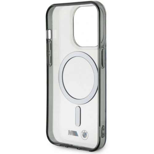 Apple iPhone 15 Pro (6.1) Kılıf BMW Magsafe Şarj Özellikli Transparan Silver Ring Orjinal Lisanslı Kapak - Şeffaf