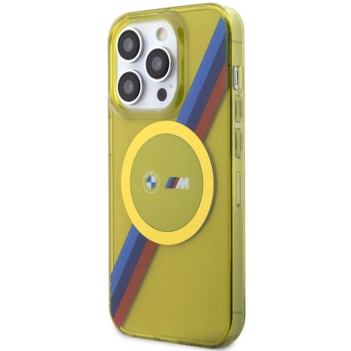 Apple iPhone 15 Pro (6.1) Kılıf BMW Magsafe Şarj Özellikli Transparan Tricolor Stripes Orjinal Lisanslı Kapak - Gri