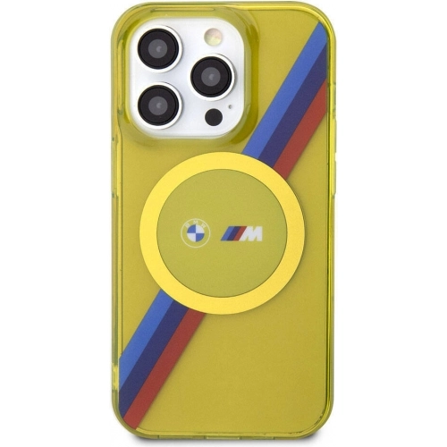 Apple iPhone 15 Pro (6.1) Kılıf BMW Magsafe Şarj Özellikli Transparan Tricolor Stripes Orjinal Lisanslı Kapak - Gri