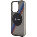 Apple iPhone 15 Pro (6.1) Kılıf BMW Magsafe Şarj Özellikli Transparan Tricolor Stripes Orjinal Lisanslı Kapak - Gri
