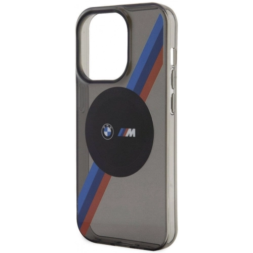 Apple iPhone 15 Pro (6.1) Kılıf BMW Magsafe Şarj Özellikli Transparan Tricolor Stripes Orjinal Lisanslı Kapak - Gri