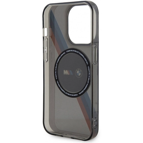 Apple iPhone 15 Pro (6.1) Kılıf BMW Magsafe Şarj Özellikli Transparan Tricolor Stripes Orjinal Lisanslı Kapak - Gri