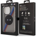 Apple iPhone 15 Pro (6.1) Kılıf BMW Magsafe Şarj Özellikli Transparan Tricolor Stripes Orjinal Lisanslı Kapak - Gri