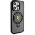 Apple iPhone 15 Pro (6.1) Kılıf Ferrari Magsafe Şarj Özellikli Standlı Buzlu Yüzey Dizayn Kapak - Siyah
