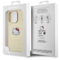 Apple iPhone 15 Pro (6.1) Kılıf Hello Kitty Orjinal Lisanslı Magsafe Şarj Özellikli Kitty Head Deri Kapak - Gold