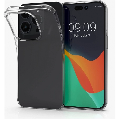 Apple iPhone 15 Pro (6.1) Kılıf Kamera Korumalı Esnek Silikon Kapak - Şeffaf