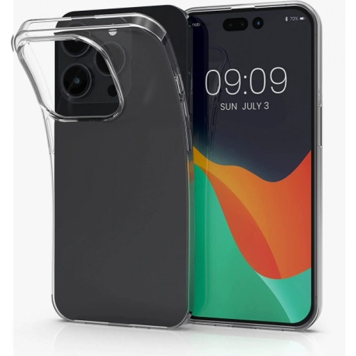 Apple iPhone 15 Pro (6.1) Kılıf Kamera Korumalı Esnek Silikon Kapak - Şeffaf