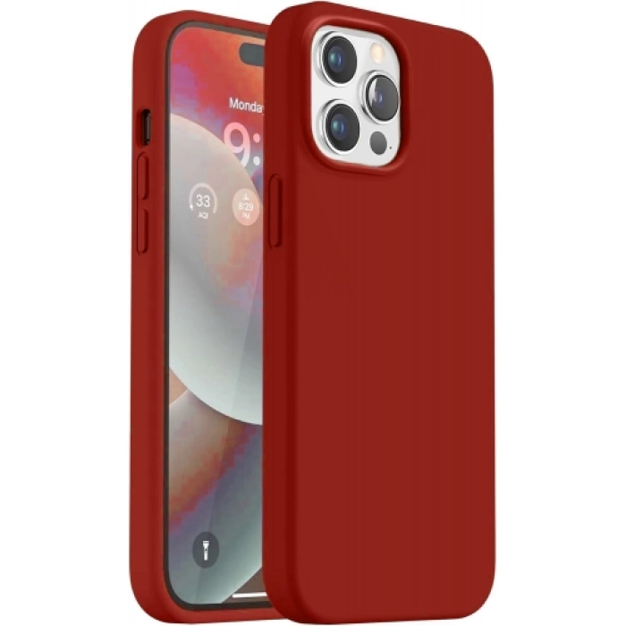Apple iPhone 15 Pro (6.1) Kılıf İnce Soft Mat Renkli Esnek Silikon Kapak - Kırmızı
