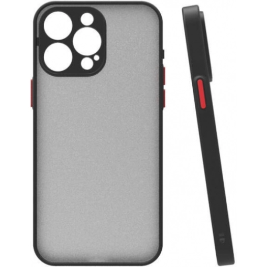 Apple iPhone 15 Pro (6.1) Kılıf Kamera Korumalı Arkası Şeffaf Mat Silikon Kapak - Siyah