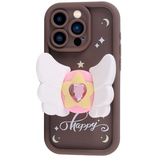 Apple iPhone 15 Pro (6.1) Kılıf Kamera Korumalı Figür Tasarımlı Kapya Kapak - Pembe Koyu