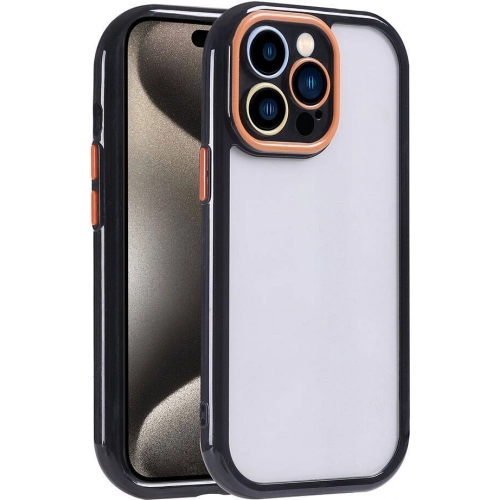 Apple iPhone 15 Pro (6.1) Kılıf Kamera Korumalı Renkli Kenar ve Çerçeve Tasarımlı Vitamin Kapak - Koyu Mor