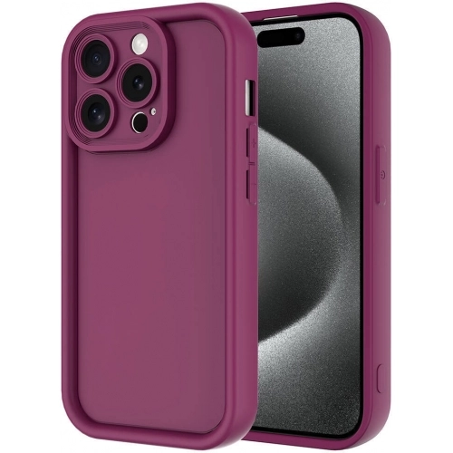 Apple iPhone 15 Pro (6.1) ile Uyumlu Kılıf Kamera Korumalı Silikon Ananas Kapak - Mürdüm