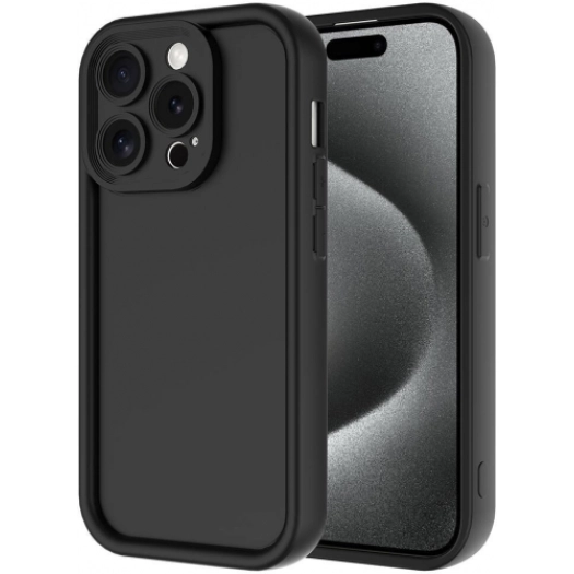 Apple iPhone 15 Pro (6.1) ile Uyumlu Kılıf Kamera Korumalı Silikon Ananas Kapak - Siyah