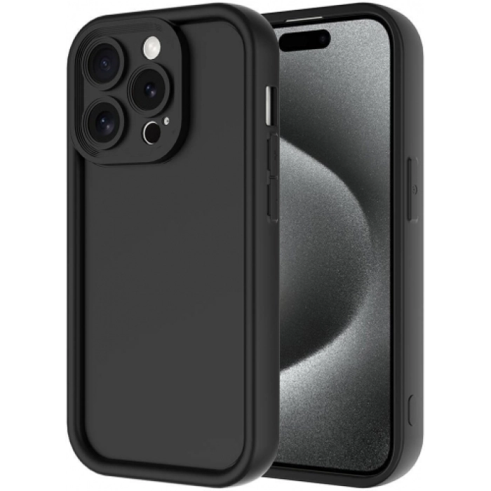 Apple iPhone 15 Pro (6.1) ile Uyumlu Kılıf Kamera Korumalı Silikon Ananas Kapak - Siyah