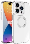 Apple iPhone 15 Pro (6.1) Kılıf Kamera Korumalı Silikon Logo Açık Omega Kapak - Gümüş