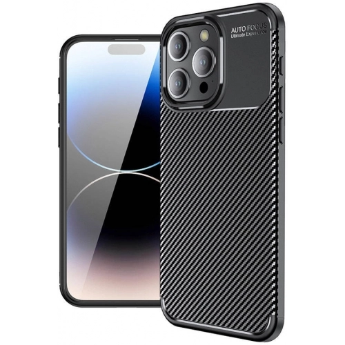 Apple iPhone 15 Pro (6.1) Kılıf Silikon Parmak İzi Bırakmayan Karbon Soft Negro Kapak - Siyah