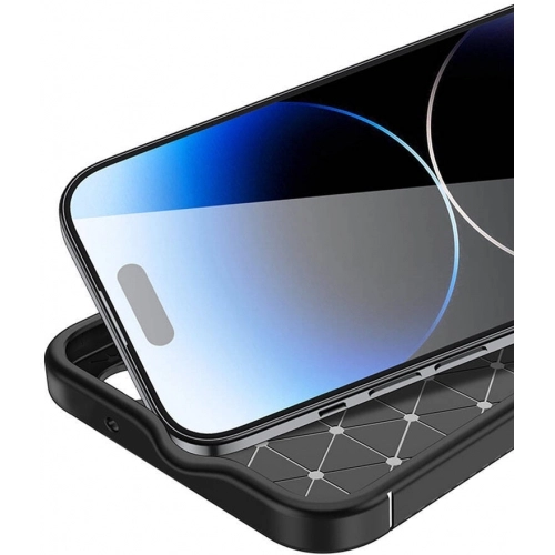 Apple iPhone 15 Pro (6.1) Kılıf Silikon Parmak İzi Bırakmayan Karbon Soft Negro Kapak - Siyah