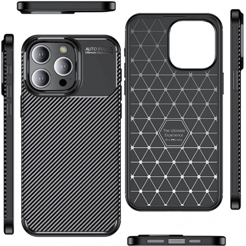 Apple iPhone 15 Pro (6.1) Kılıf Silikon Parmak İzi Bırakmayan Karbon Soft Negro Kapak - Siyah