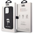 Apple iPhone 15 Pro (6.1) Kılıf Karl Lagerfeld İkonik Fixed Glitter Metal Logo Orjinal Lisanslı Kapak - Siyah