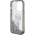 Apple iPhone 15 Pro (6.1) Kılıf Karl Lagerfeld İkonik Sıvılı Glitter Orjinal Lisanslı Kapak - Şeffaf