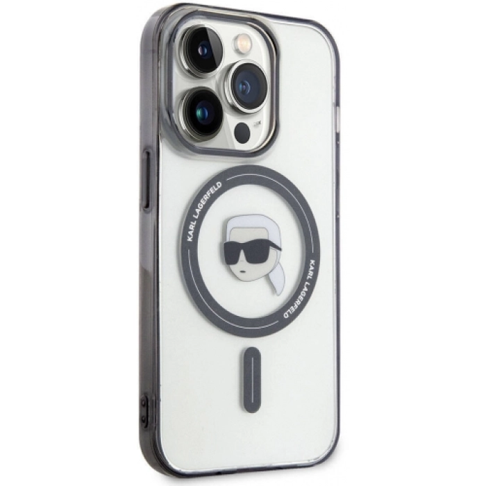 Apple iPhone 15 Pro (6.1) Kılıf Karl Lagerfeld Magsafe Şarj Özellikli IML Karl Orjinal Lisanslı Kapak - Şeffaf