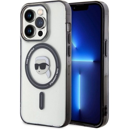 Apple iPhone 15 Pro (6.1) Kılıf Karl Lagerfeld Magsafe Şarj Özellikli IML Karl Orjinal Lisanslı Kapak - Şeffaf
